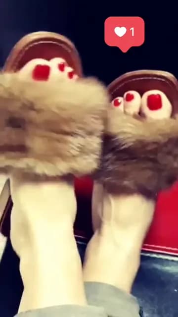 Тапочки с мехом лисы